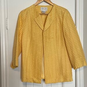Silk Club Collection  Women's Textured Yellow Blazer